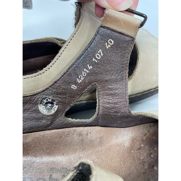 Mobils Slingback Sandals Open Toe Adjustable Straps Cork Footbed Leather Tan 40 - Picture 10 of 12